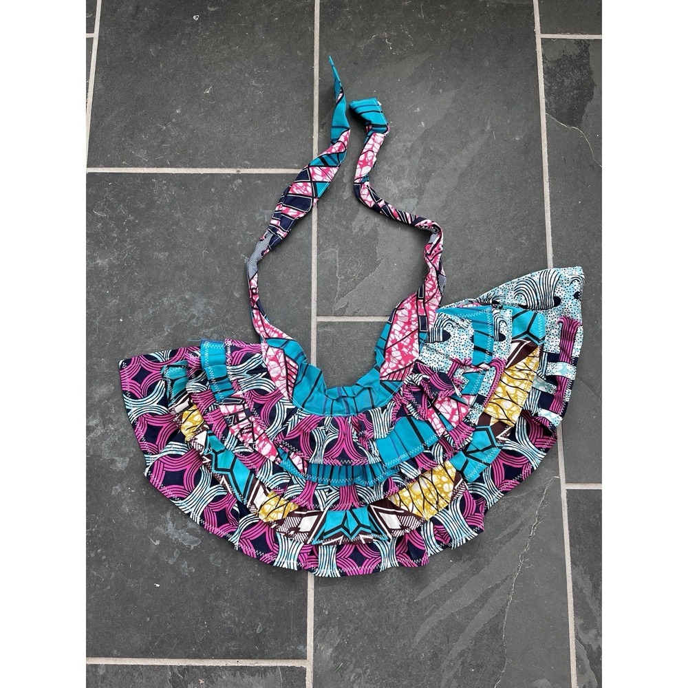 African Print Fabric Necklace Colorful Collar Necklace Bib Silver Bright Color